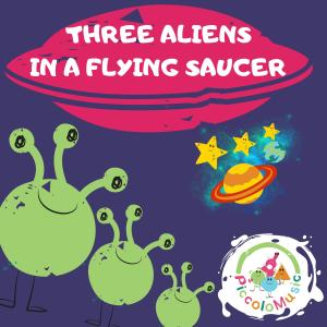 Three Aliens in a Flying Saucer (Three Little Men)