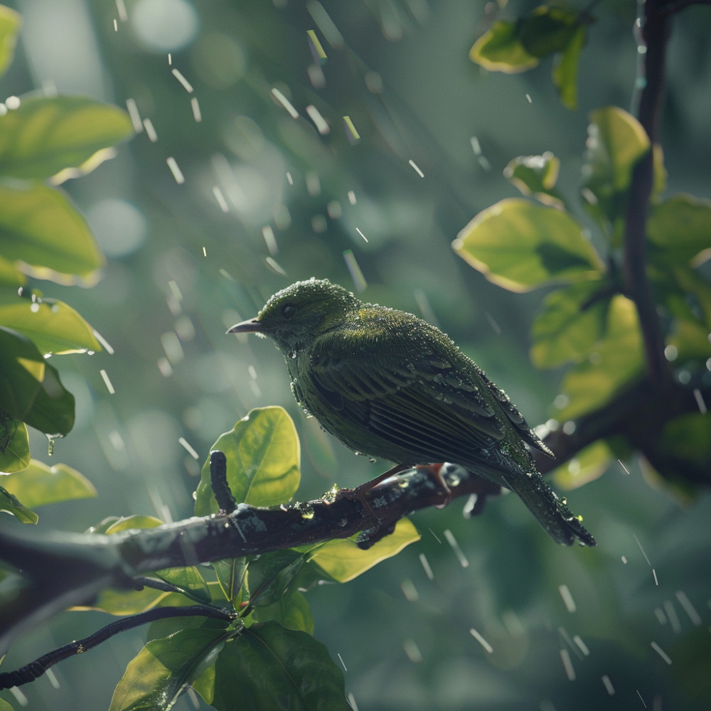 Serene Night Gentle Rain and Forest Birds