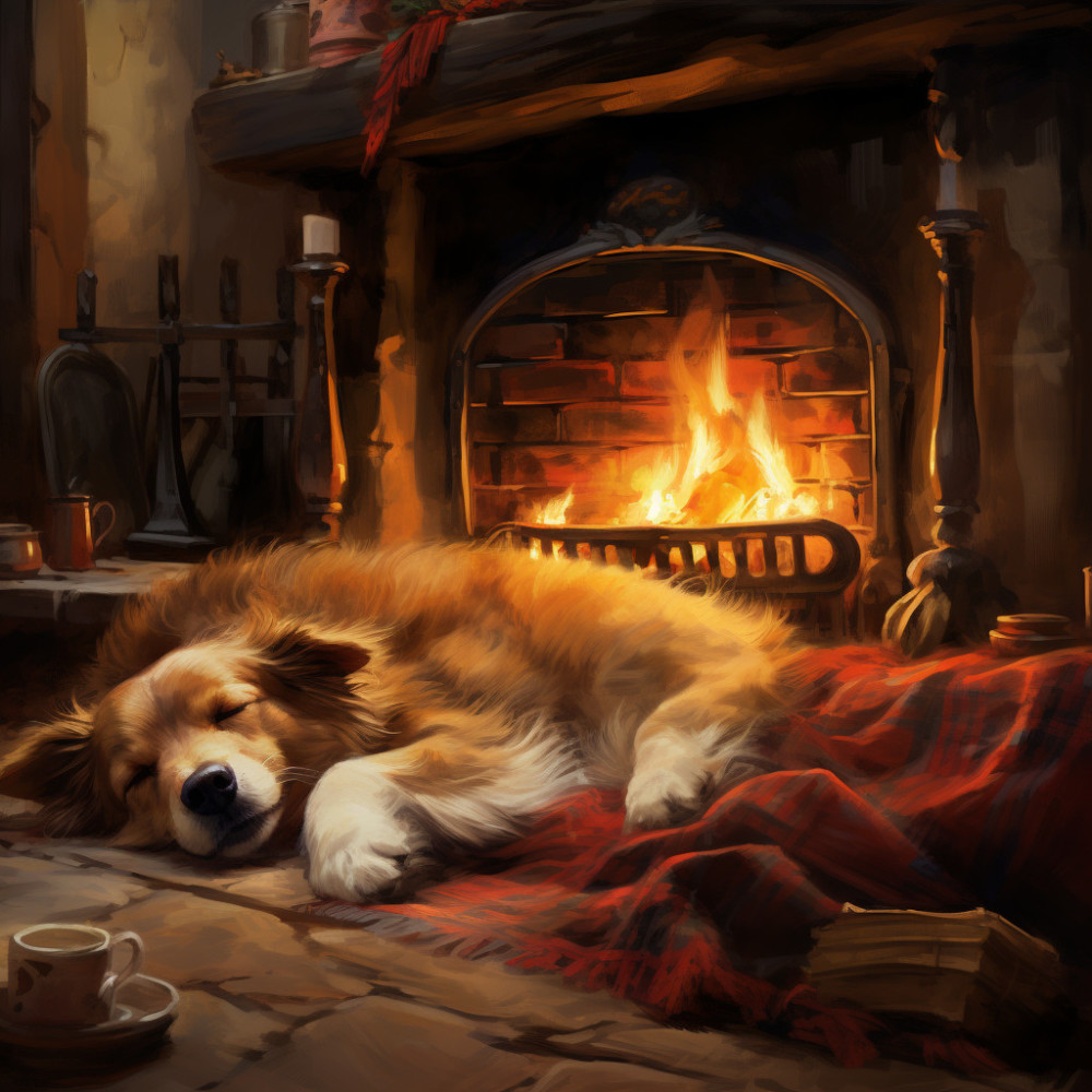 Sonidos Aliviantes Del Canino Junto Al Fuego