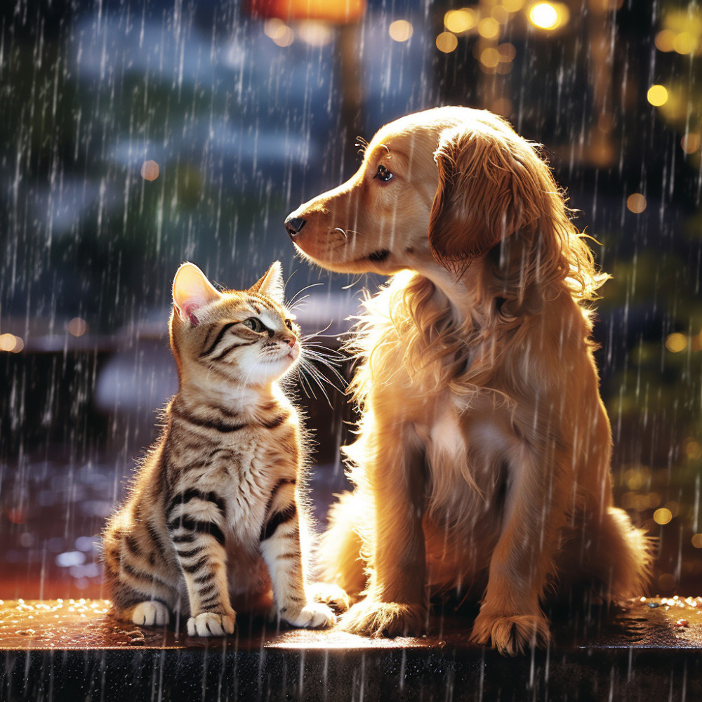 Pets Peaceful Rain Time