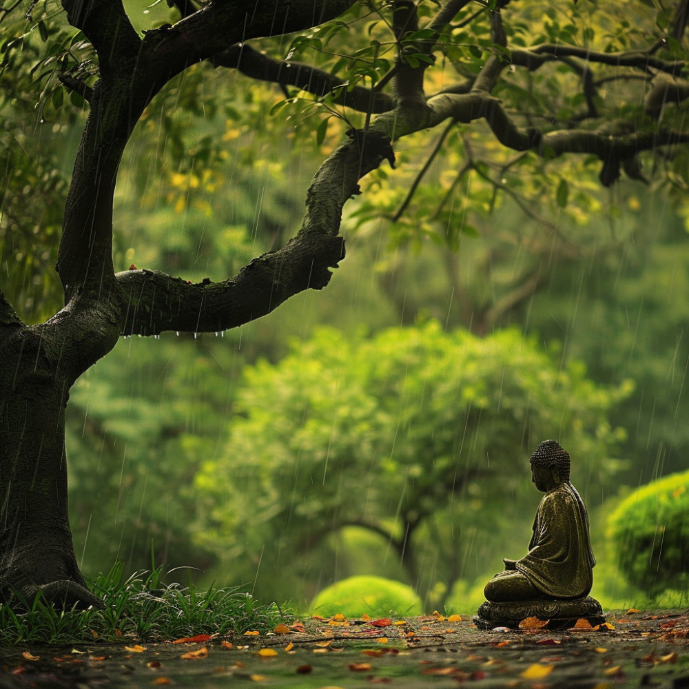 Lluvia De La Meditación En La Serenidad Zen