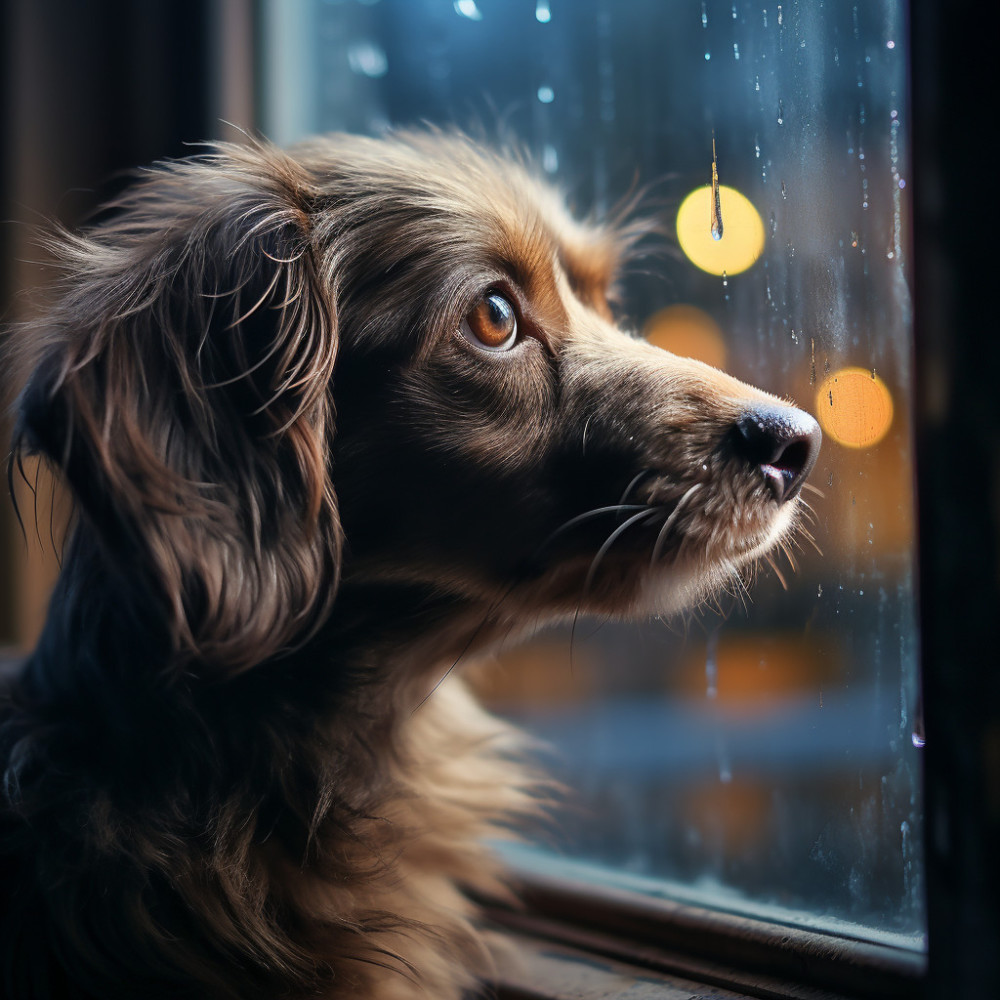 Sesión De Armonía Para Perros Con Gotas De Lluvia