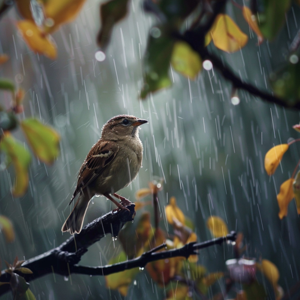Relaxing Canine Melodies with Rain and Birds
