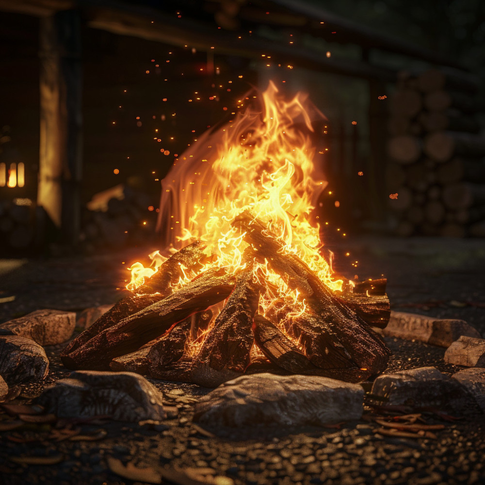 Nighttime Fireplace Relaxing Tunes