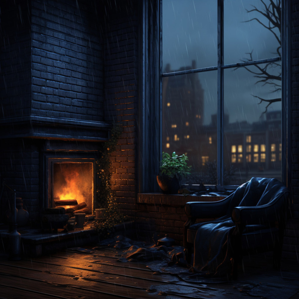 Fire's Melody in a Rainy Night