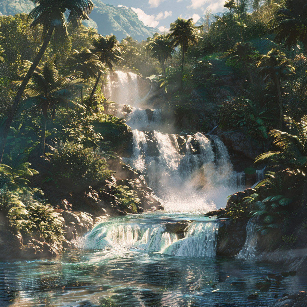Soothing Night Falls of Water
