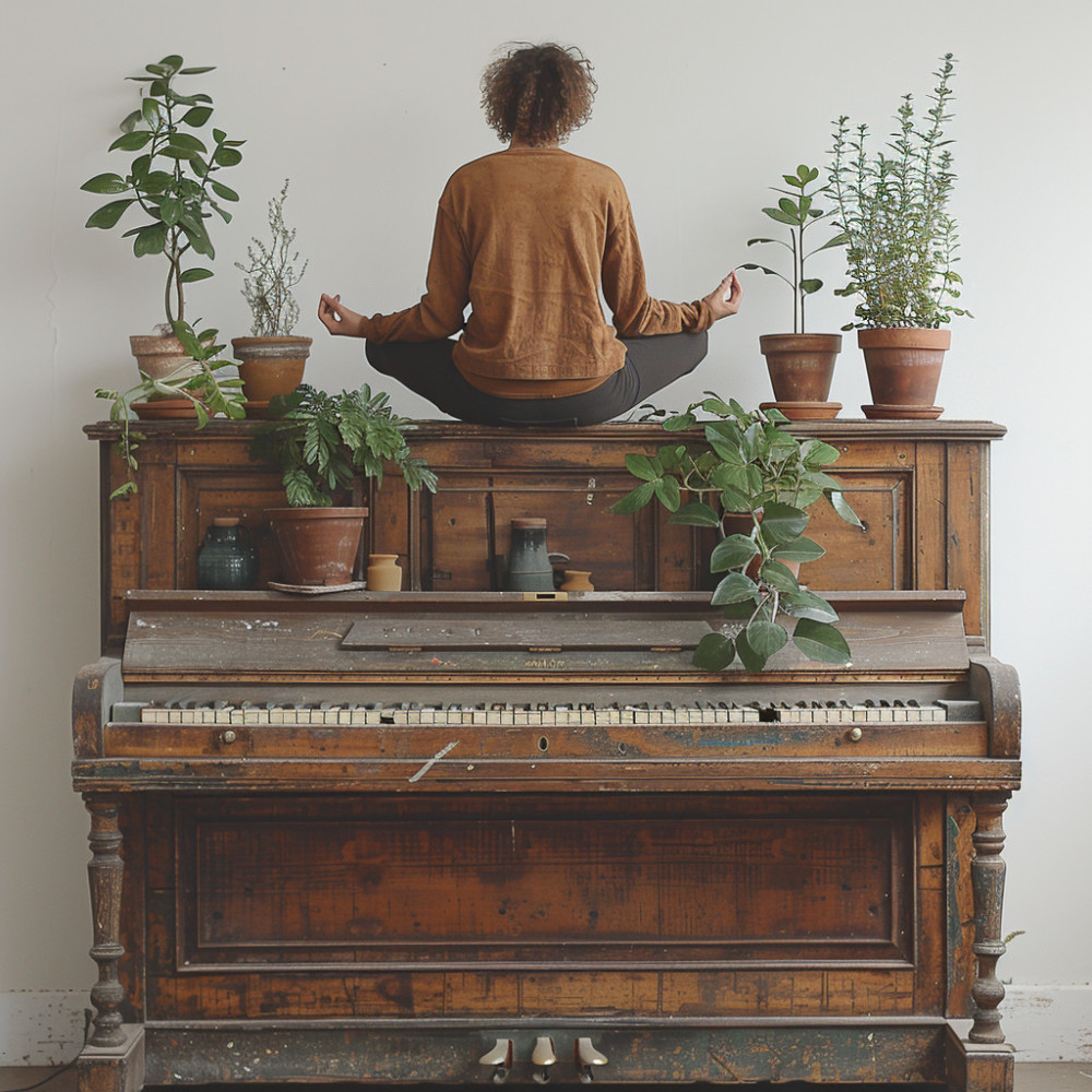 Melodía Del Atardecer Del Piano De Yoga